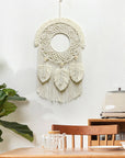 Antique White Hand-Woven Fringe Macrame Wall Hanging Sentient Beauty Fashions Home Decor