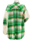 Sea Green Plaid Collared Button Down Jacket Sentient Beauty Fashions Apparel & Accessories