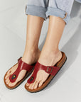 Light Gray MMShoes Drift Away T-Strap Flip-Flop in Wine Sentient Beauty Fashions shoes
