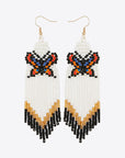 White Smoke Butterfly Beaded Dangle Earrings Sentient Beauty Fashions jewelry