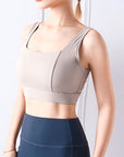 Misty Rose Square Neck Wide Strap Active Bra Sentient Beauty Fashions Apparel & Accessories