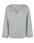 Dark Gray Notched Dropped Shoulder Sweater