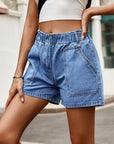 Gray Buttoned Denim Shorts with Pocket Sentient Beauty Fashions Apparel & Accessories