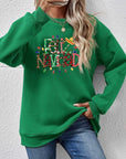 Dark Slate Gray FELIZ NAVIDAD Round Neck Drop Shoulder Sweatshirt