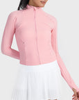 Misty Rose Zip-Up Long Sleeve Sports Jacket Sentient Beauty Fashions Activewear