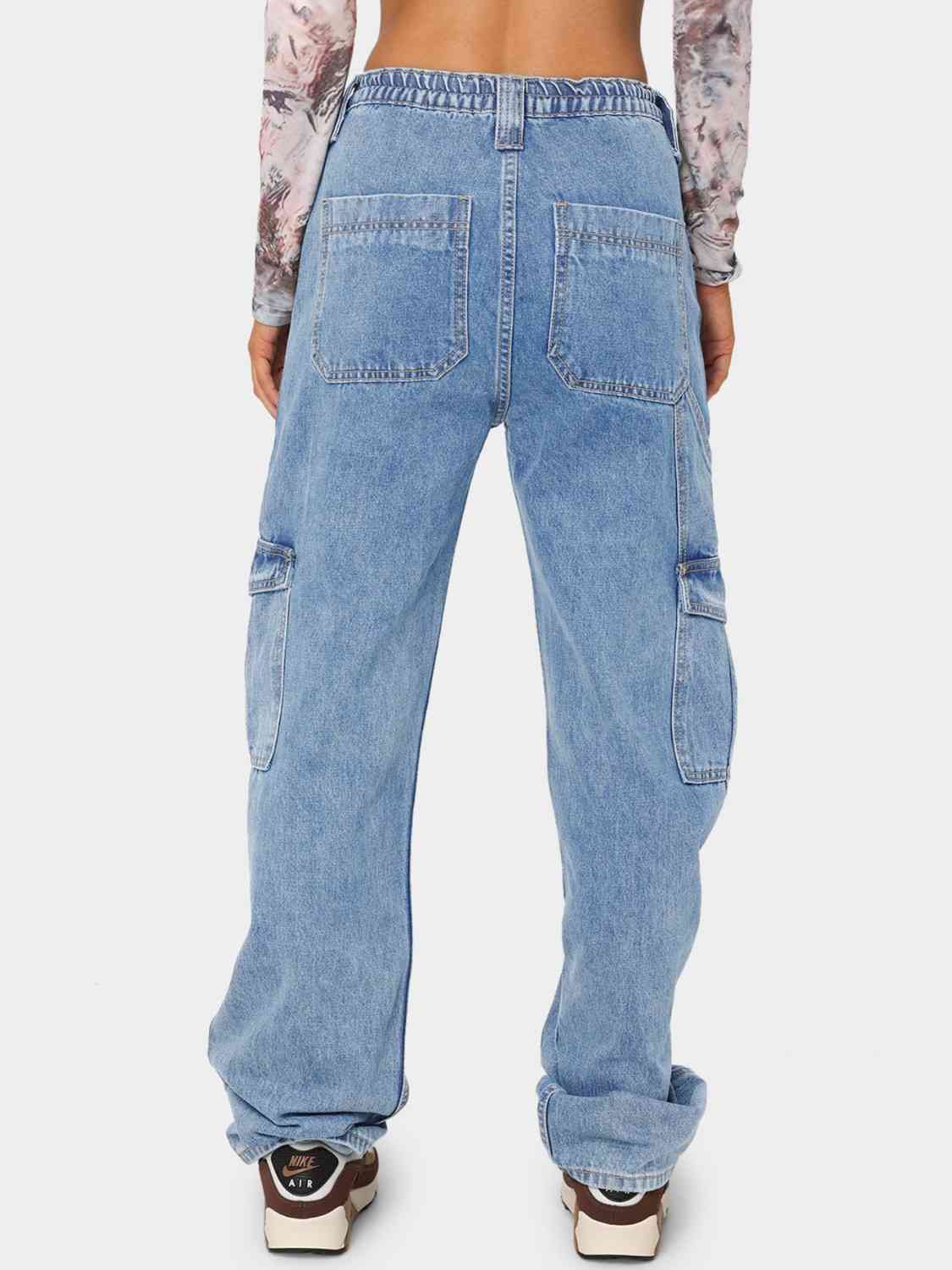 Lavender Straight Jeans with Pockets