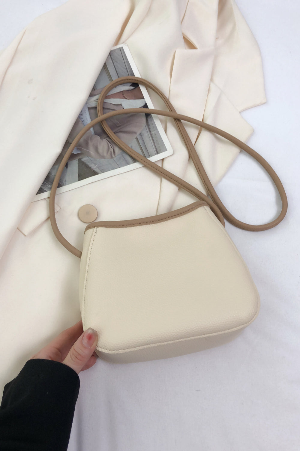 Light Gray PU Leather Crossbody Bag Sentient Beauty Fashions bags