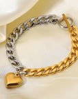 Light Gray Chain Heart Charm Bracelet Sentient Beauty Fashions jewelry