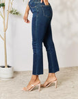 Light Gray BAYEAS Full Size Raw Hem Straight Jeans Sentient Beauty Fashions Apparel & Accessories
