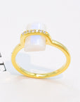White Smoke Natural Moonstone Platinum-Plated Ring Sentient Beauty Fashions jewelry