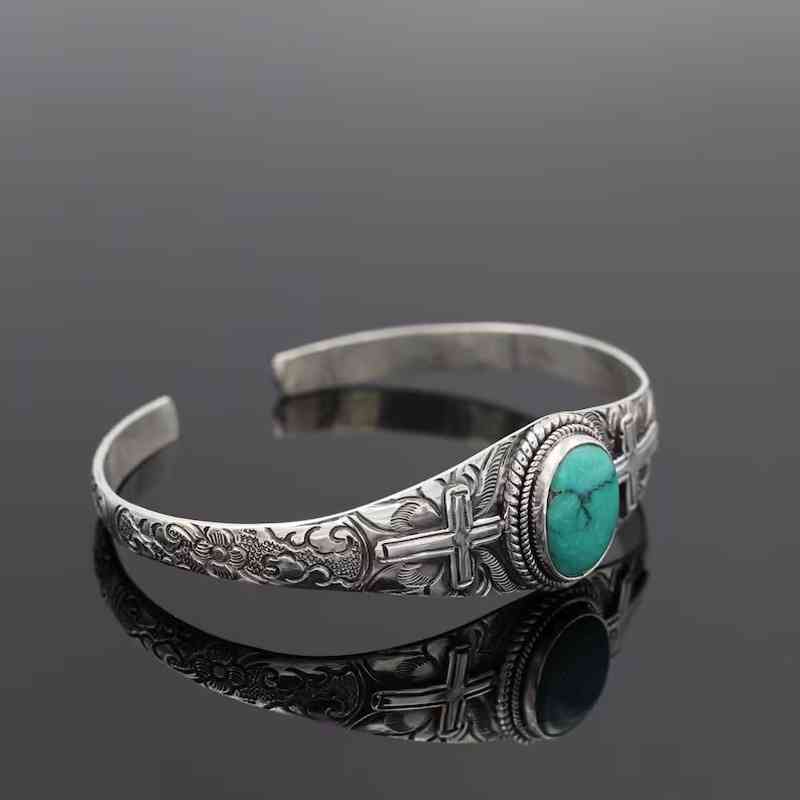 Dim Gray Turquoise Open Bracelet
