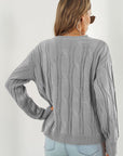 Light Gray Round Neck Long Sleeve Sweater