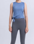 Dim Gray Round Neck Sleeveless Sports Tank Top Sentient Beauty Fashions Apparel & Accessories