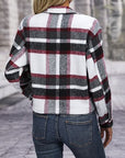 Light Slate Gray Plaid Button Up Jacket with Pockets Sentient Beauty Fashions Apparel & Accessories
