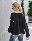 Gray Boat Neck Dropped Shoulder Sweater Sentient Beauty Fashions Apparel & Accessories