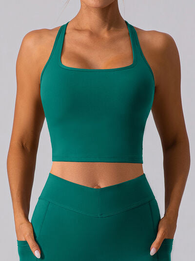 Tan Square Neck Racerback Cropped Tank Sentient Beauty Fashions Apparel &amp; Accessories
