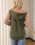 Gray Striped Color Block Drawstring Hoodie Sentient Beauty Fashions Apparel & Accessories