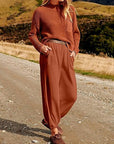 Rosy Brown Knit Top and Joggers Set Sentient Beauty Fashions Apparel & Accessories