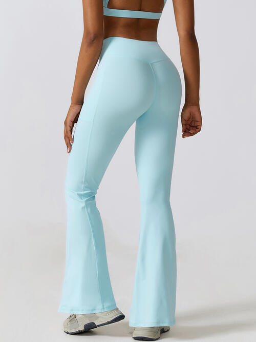 Light Gray Flare Leg Active Pants with Pockets Sentient Beauty Fashions Apparel &amp; Accessories