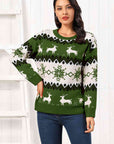 Beige Reindeer Round Neck Sweater