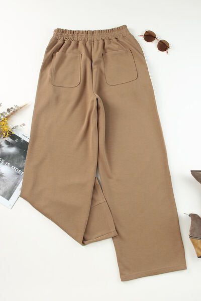 Rosy Brown Elastic Waist Sweatpants with Pockets Sentient Beauty Fashions Apparel &amp; Accessories