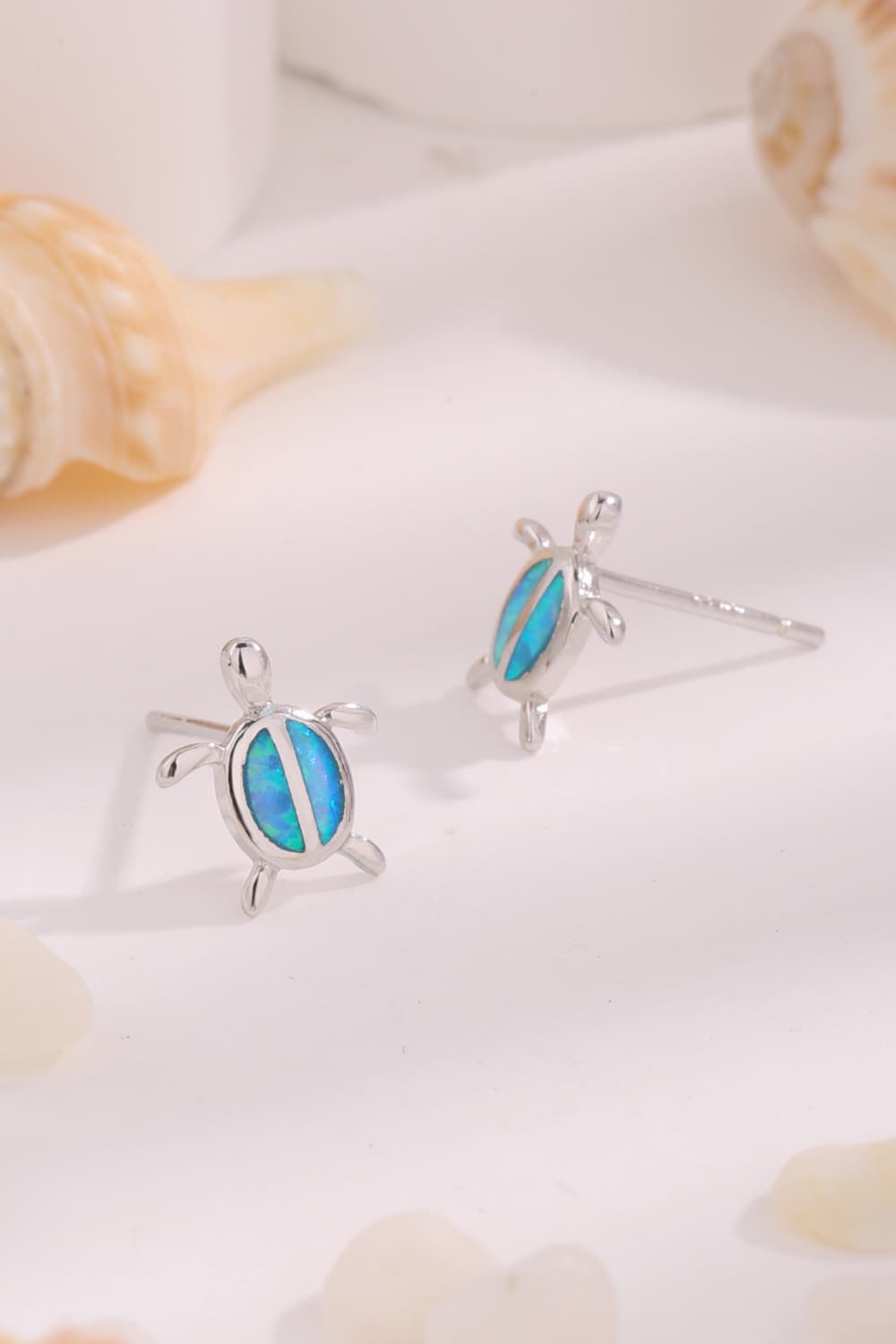 Light Gray Opal Turtle 925 Sterling Silver Stud Earrings Sentient Beauty Fashions earrings