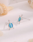 Light Gray Opal Turtle 925 Sterling Silver Stud Earrings Sentient Beauty Fashions earrings