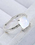 Light Gray Square Moonstone Ring Sentient Beauty Fashions rings