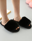 Light Gray Faux Fur Open Toe Slippers Sentient Beauty Fashions slippers