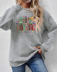 Dark Gray FELIZ NAVIDAD Round Neck Drop Shoulder Sweatshirt