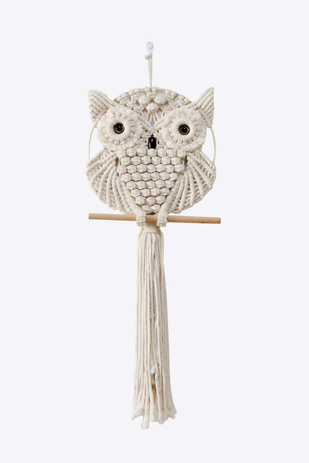 White Smoke Hand-Woven Owl Macrame Wall Hanging Sentient Beauty Fashions Home Decor