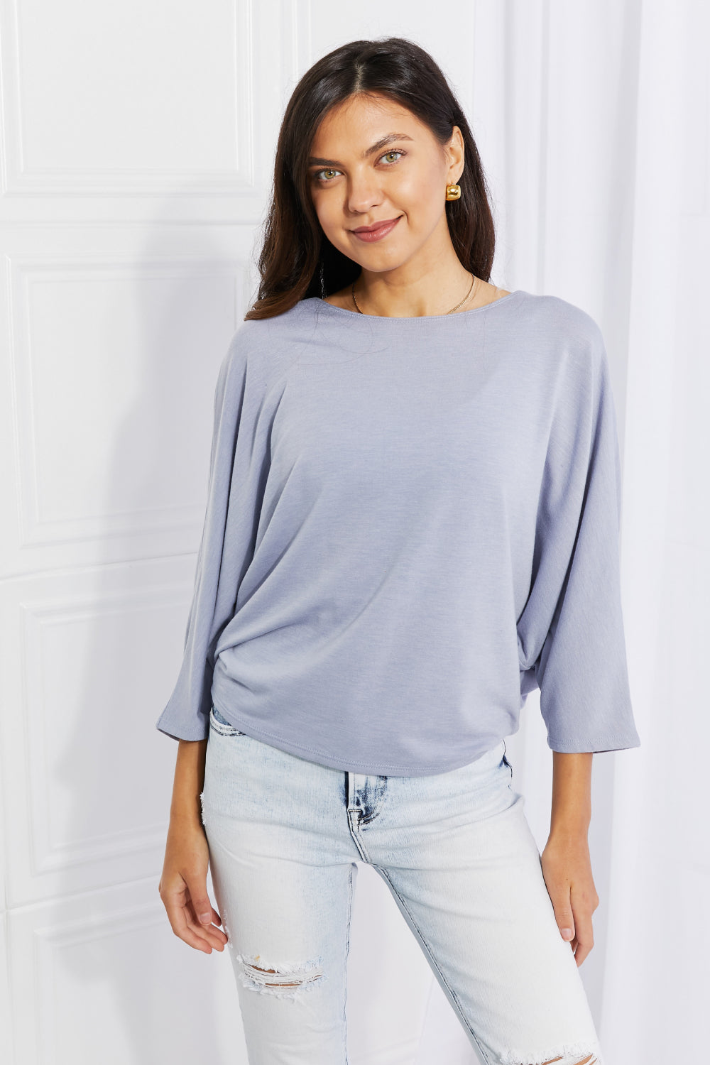 Light Gray Andree by Unit Full Size Needless to Say Dolman Sleeve Top Sentient Beauty Fashions Apparel &amp; Accessories