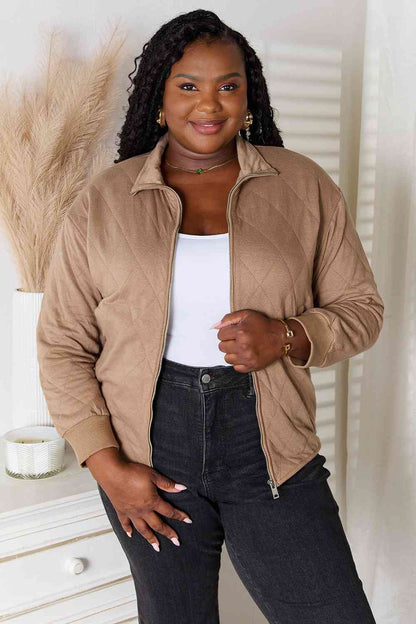 Rosy Brown Heimish Full Size Zip-Up Jacket with Pockets