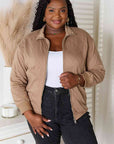 Rosy Brown Heimish Full Size Zip-Up Jacket with Pockets Sentient Beauty Fashions Apparel & Accessories