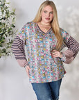 Gray Celeste Full Size Animal Print Striped Long Sleeve Top Sentient Beauty Fashions Apparel & Accessories
