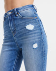 Steel Blue BAYEAS Full Size High Waist Distressed Raw Hew Skinny Jeans Sentient Beauty Fashions Apparel & Accessories