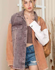 Rosy Brown Color Block Collared Neck Jacket