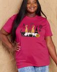 Maroon Simply Love Full Size Halloween Theme Graphic Cotton Tee Sentient Beauty Fashions Apparel & Accessories