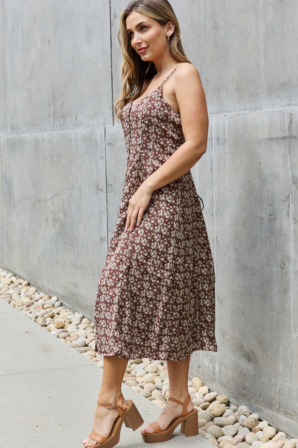 Gray Jade By Jane Mi Amor Full Size Floral Midi Sundress Sentient Beauty Fashions Apparel & Accessories