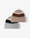 White Smoke Tricolor Cuffed Knit Beanie