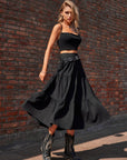 Elastic Waist Midi Skirt