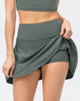 Rosy Brown High Waist Wide Waistband Active Skirt Sentient Beauty Fashions Apparel & Accessories