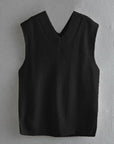 Dark Gray Ribbed V-Neck Sleeveless Sweater Vest Sentient Beauty Fashions Apparel & Accessories