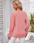 Gray V-Neck Smocked Ruffled Long Sleeve Top Sentient Beauty Fashions Apparel & Accessories