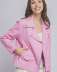 Gray LOVE TREE Collared Neck Zip Up Jacket Sentient Beauty Fashions jackets