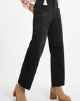 White Smoke Pocketed Elastic Waist Straight Pants Sentient Beauty Fashions Apparel & Accessories