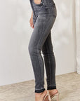 Light Gray Judy Blue Full Size High Waist Tummy Control Release Hem Skinny Jeans Sentient Beauty Fashions Apparel & Accessories