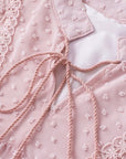 Thistle Swiss Dot Lace Detail Tie Neck Shirt Sentient Beauty Fashions Apparel & Accessories