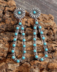 Dim Gray Flower Artificial Turquoise Teardrop Earrings Sentient Beauty Fashions jewelry