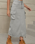 Rosy Brown Drawstring Denim Skirt with Pockets Sentient Beauty Fashions Apparel & Accessories